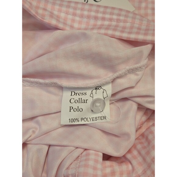 NWT Collars & Co Mens M Shirt Dress Collar Polo Pink Gingham Check Performance - Picture 6 of 7